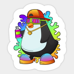 Penguin as Painter with Spray Sticker